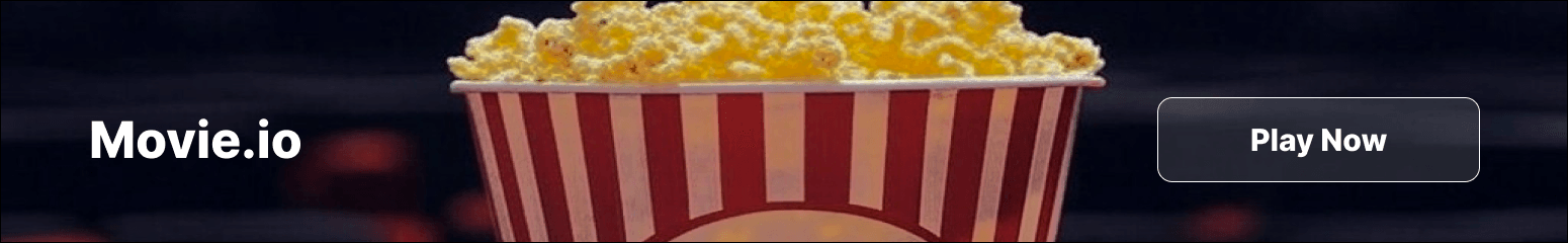 Popcorn in a striped bucket with Movie.io and a 'Play Now' button